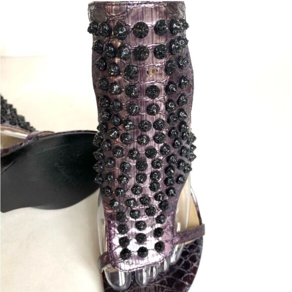 Kenneth Cole Sweet Greet Studded Heels Plum 7.5 - Picture 13 of 14